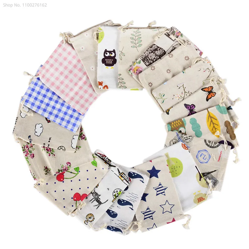 Jute Bag Packaging - 100 個小さな布袋綿巾着袋ジュエリー包装袋袋ジュート包装ディスプレイバッグ収納再利用可能なギフトポーチ