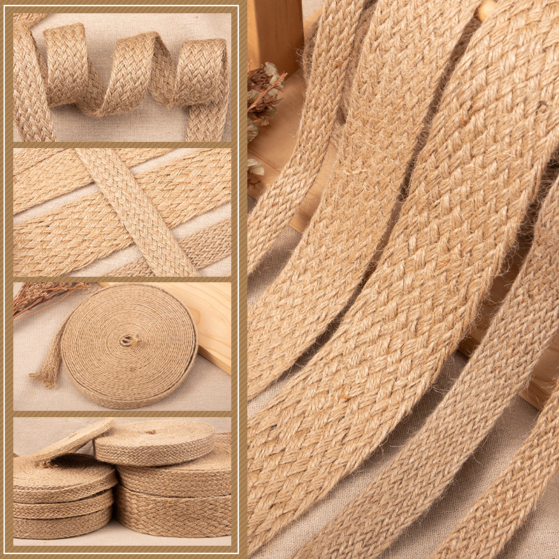 Jute Bag Packaging - 10 メートル/ロール平編みジュートコード自然ジュート編組リボンクラフトロープ DIY ホームウェディングパーティーの装飾 1/1.5/2/2.5/3 センチメートル