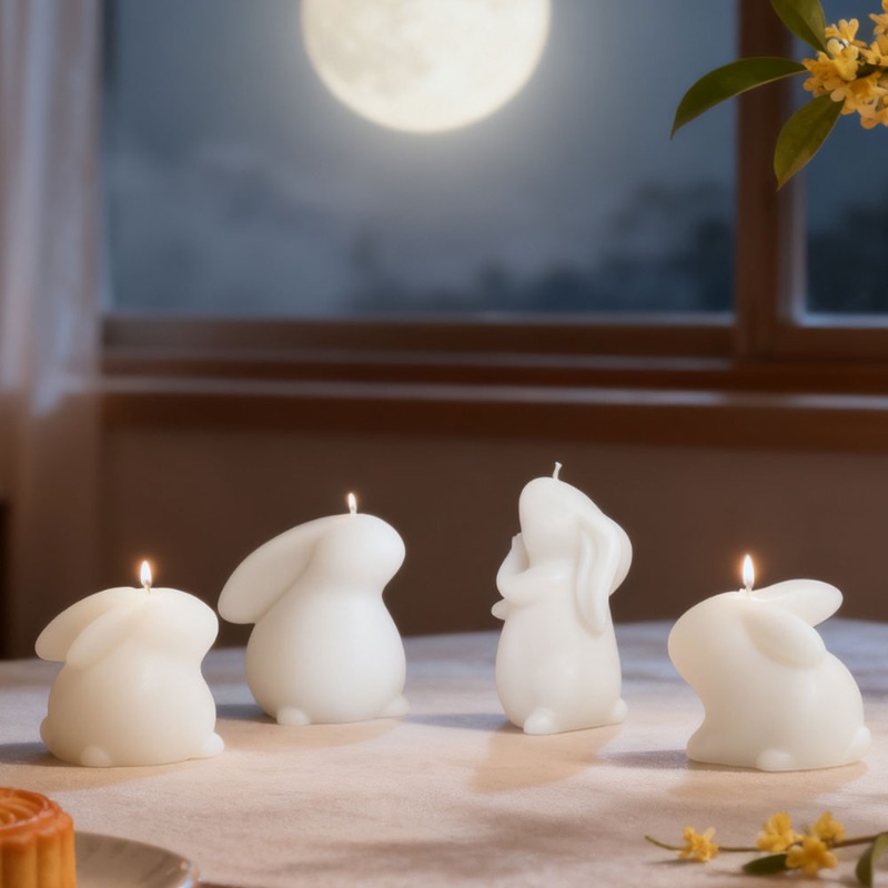 Candle Making Gel Wax - イースターウサギの香りのキャンドルシリコンモールド手作り3Dかわいいウサギ石膏樹脂作成ツールDIY動物石鹸手作りクラフトギフト