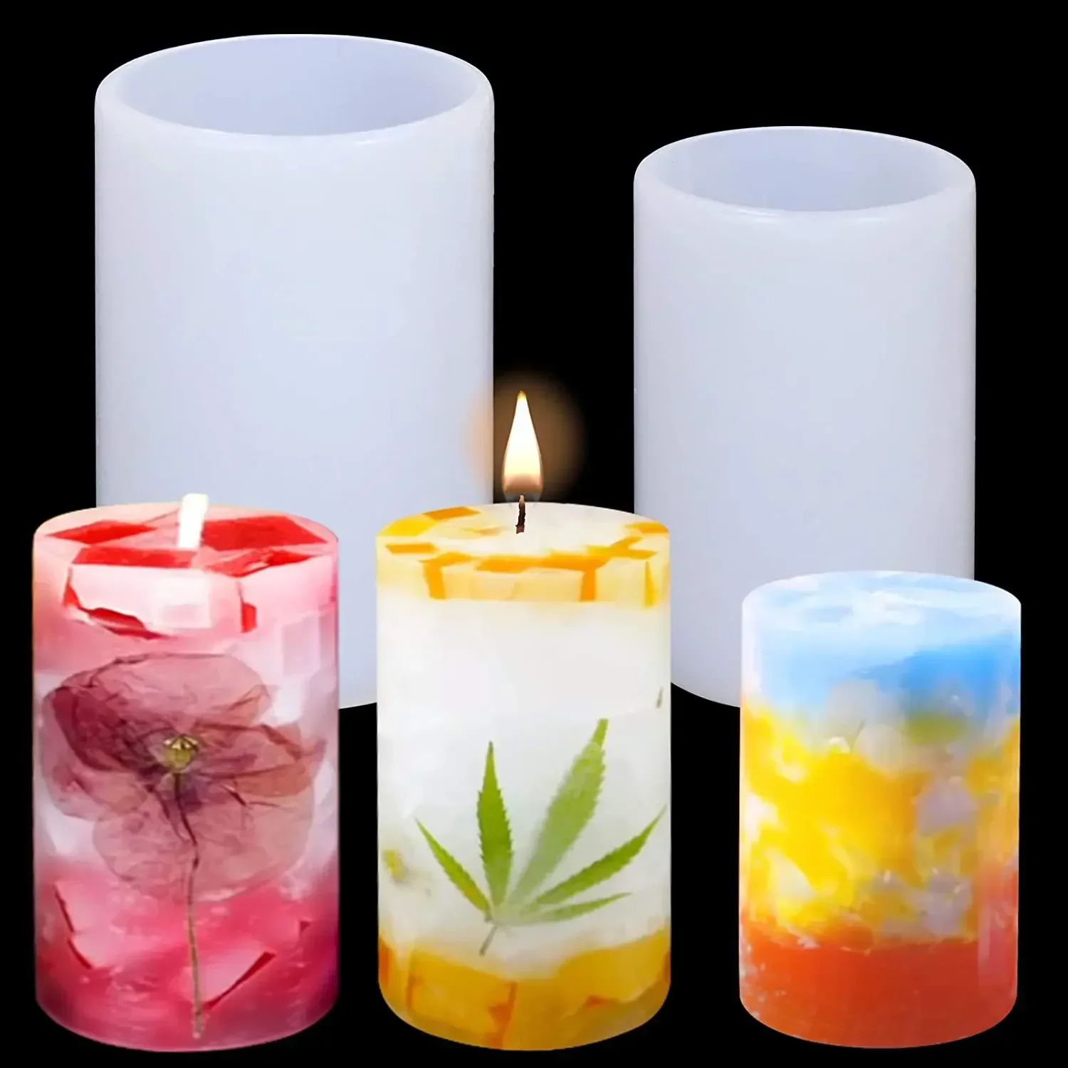 Candle Making Gel Wax - 3D シリンダー形状キャンドルシリコーン型 DIY 香りキャンドル石鹸型クラフトギフト作り石膏樹脂ワックス自家製装飾