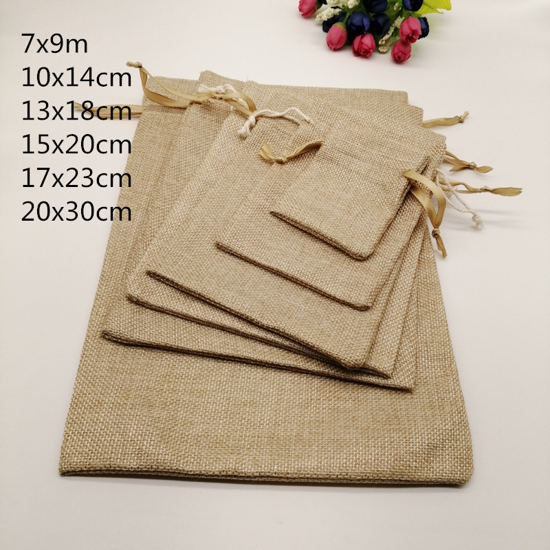 Jute Bag Packaging - ジュート生地ギフト包装袋,5個,ギフト包装袋,綿巾着袋,クリスマス,結婚式,ジュエリー,diy,手作り