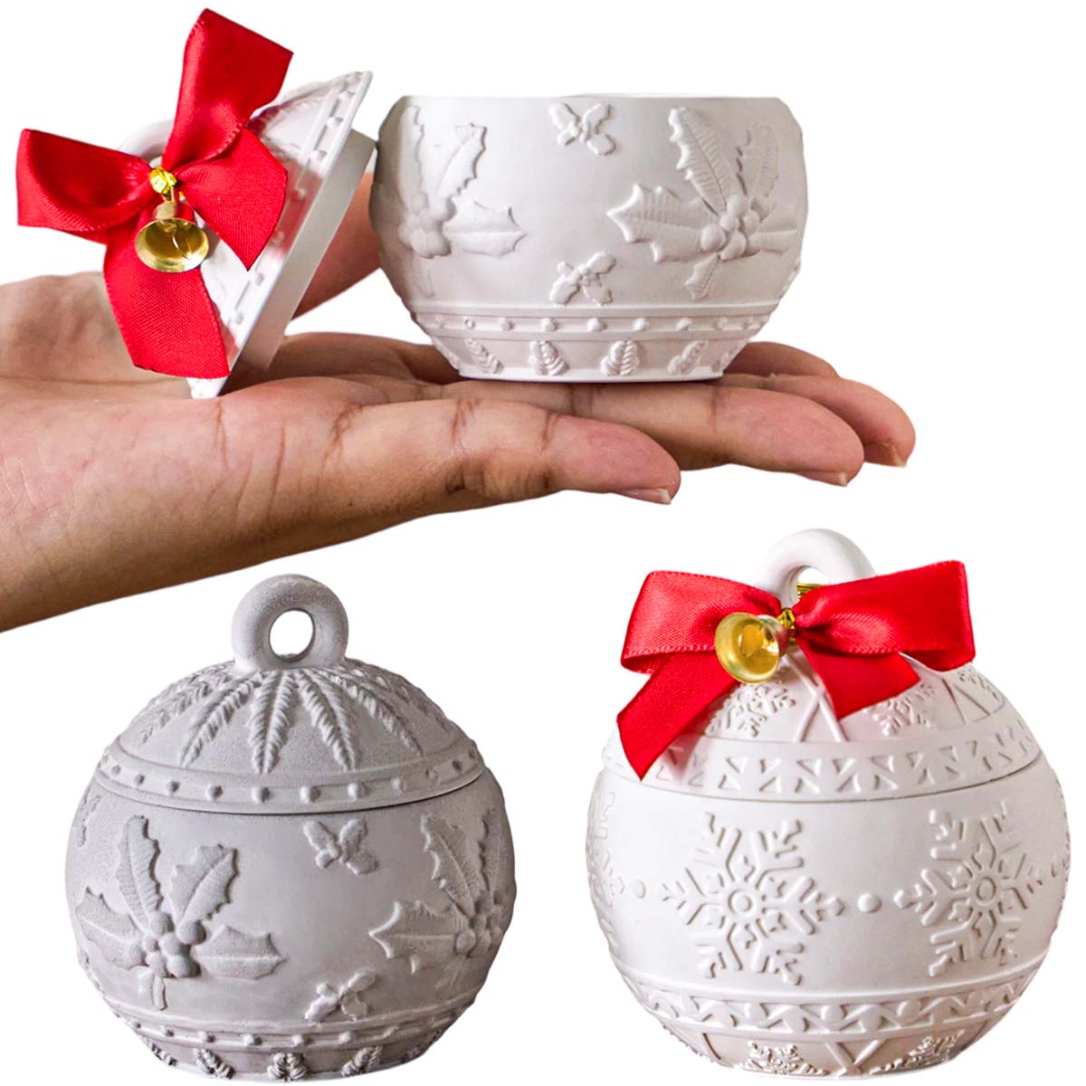 Candle Making Kit Xmas - クリスマス レリーフ スノー ベリー キャンドルジャー シリコンモールド