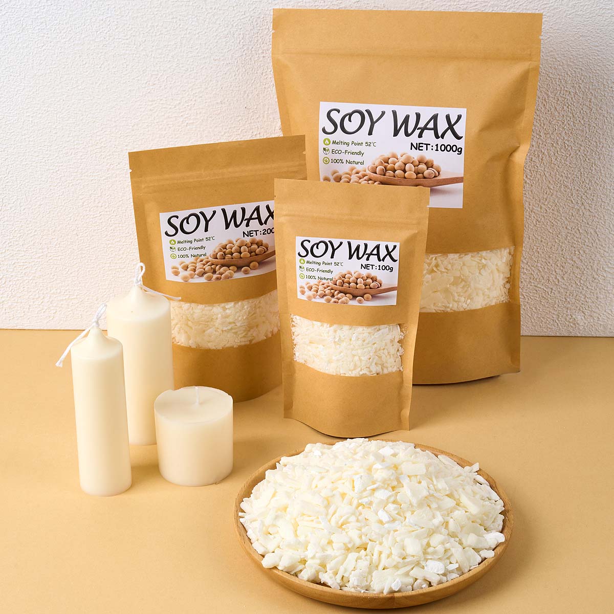 Candle Making Kit - 1 ポンドピュアホワイト大豆ワックス DIY 手作りキャンドル工芸品 100% 無添加香りキャンドル原料作成用品キット