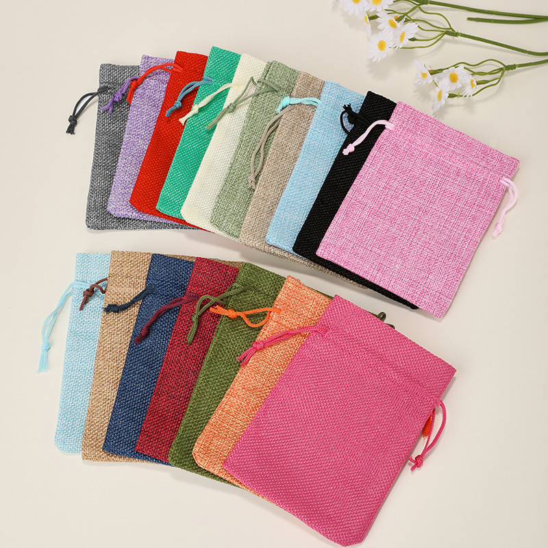 Jute Bag Packaging - 10/5 個天然ジュートギフトバッグ手作り黄麻布コットンリネン巾着ギフトバッグジュエリー包装バッグ & ポーチ
