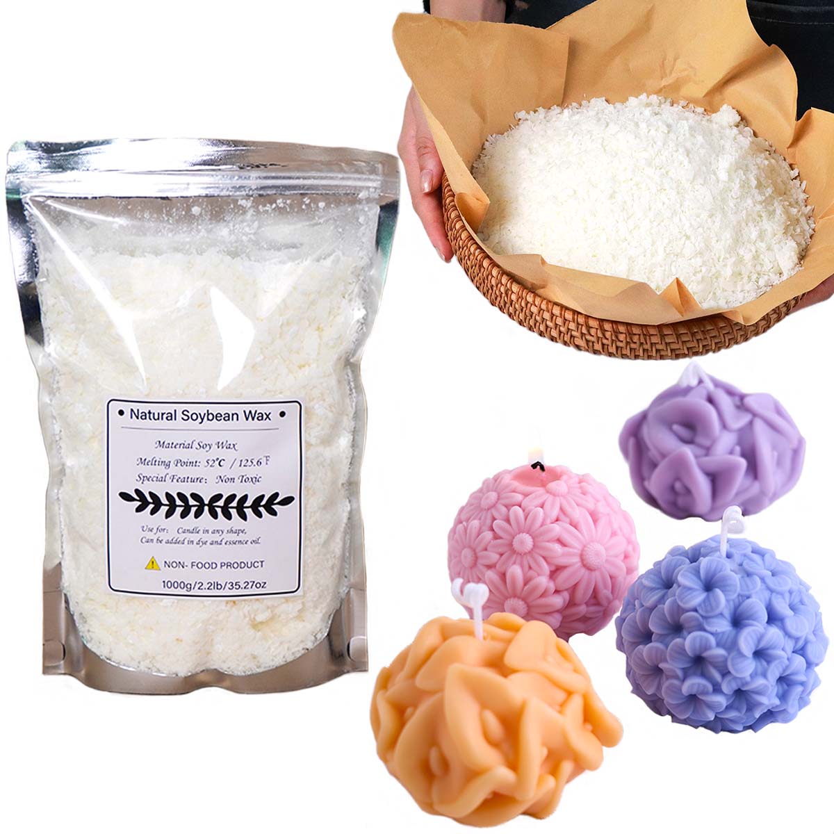 Candle Making Kit - 100/250/500/1000 グラム天然大豆ワックスフレーク DIY 手作りキャンドル工芸品無添加香りキャンドル原料作成キット