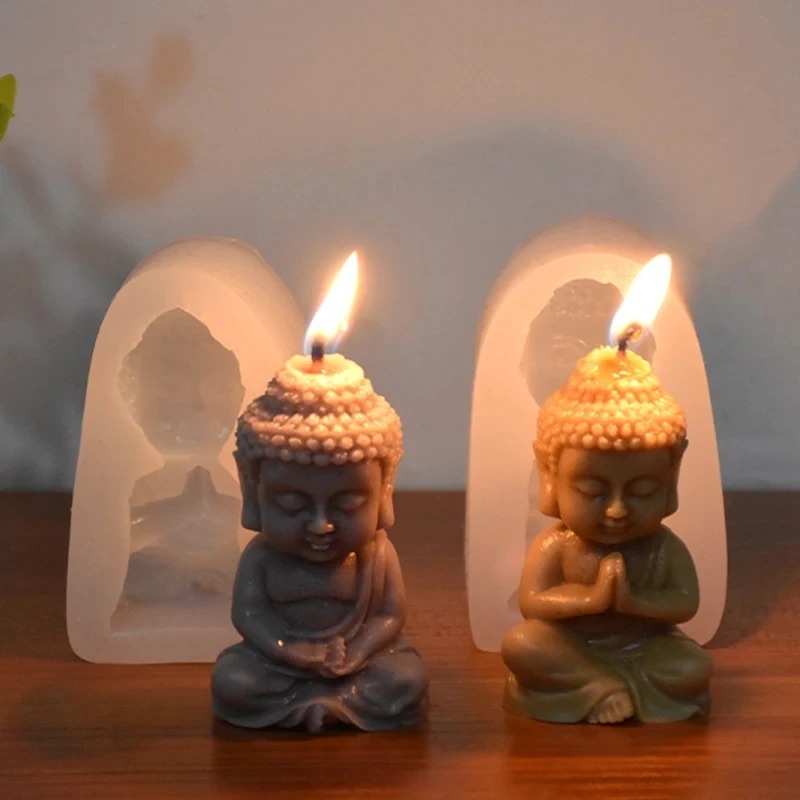 Candle Making Process - 3D 仏シリコーンキャンドルモールド瞑想詠唱仏石膏粘土エポキシ樹脂石鹸作り用品教会装飾プロセス