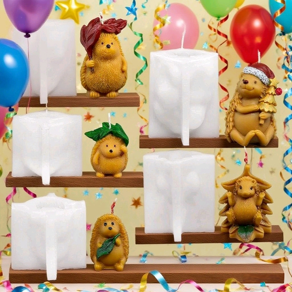 Candle Making Kit Xmas - 3D 秋ハリネズミパーティークリスマスシリコーン型石鹸樹脂クラフト石膏 DIY キャンドル作成キット手作りクリスマスアロマ装飾ギフト