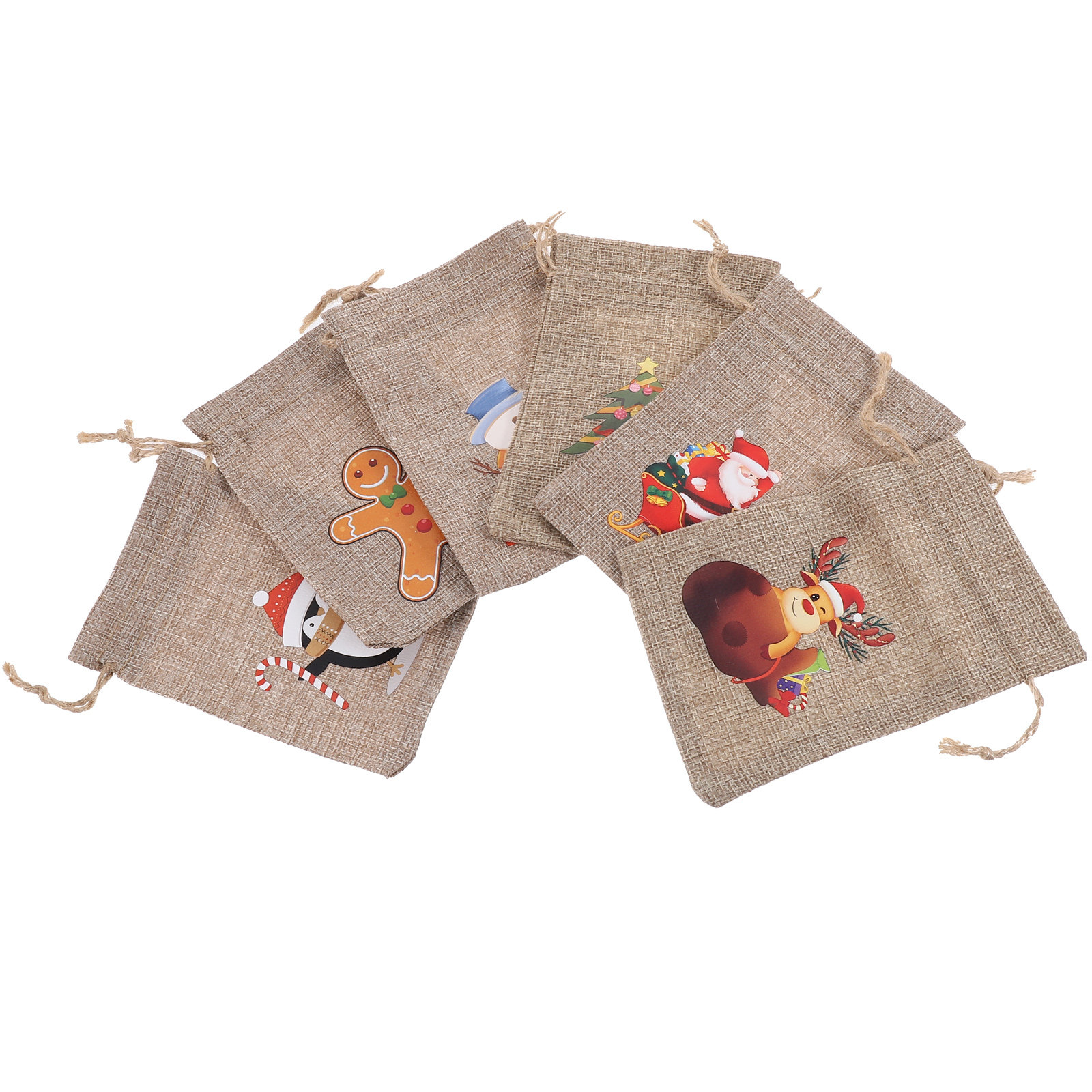 Jute Bag Packaging - クリスマスギフトバッグセットC y プレゼント包装用巾着袋 耐久性のあるジュート素材の収納ソリューション ホリデーギフト