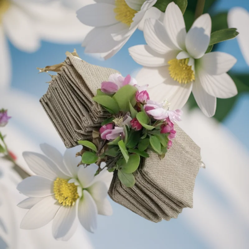 Jute Bag Packaging - 200 個シルクリボン綿巾着包装ミニキャンディポーチジュートバッグ黄麻布ギフトサシェ保存袋ヘシアンリネンクリスマス