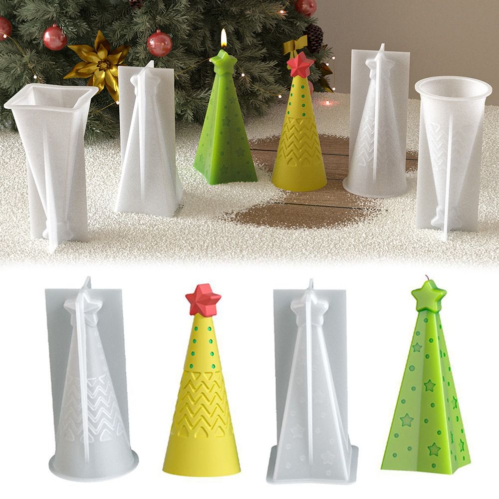 Candle Making Kit Xmas - シリコン製クリスマスコーンキャンドル型 クリスタルDIYクラフトキャンドル作成キット 簡単脱型 エポキシ樹脂石鹸オーナメント型 クリスマスデコレーション