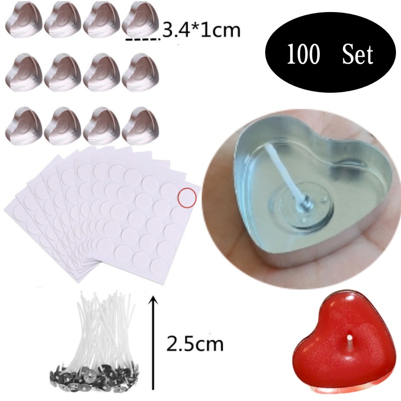 100 セットハート型空のアルミティーライトキャンドルワック - Candle Making Kit のレビューと価格