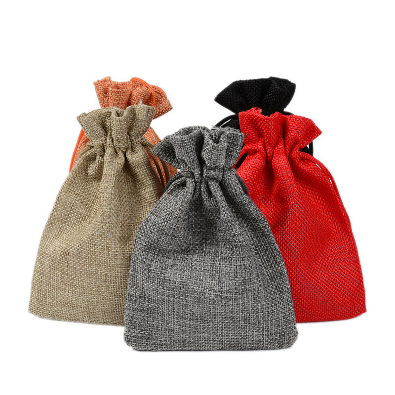 ホット50個入りリネンジュート巾着ポーチコットンミックスカラ - Jute Bag Packaging のレビューと価格