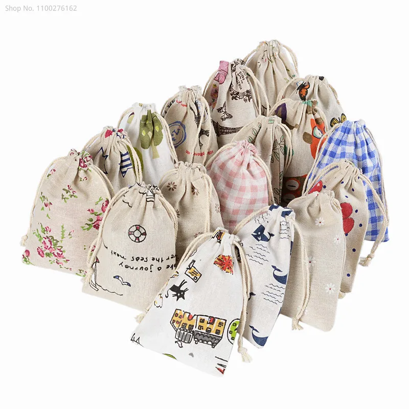 100 個小さな布袋綿巾着袋ジュエリー包装袋袋ジュート包装デ - Jute Bag Packaging のレビューと価格
