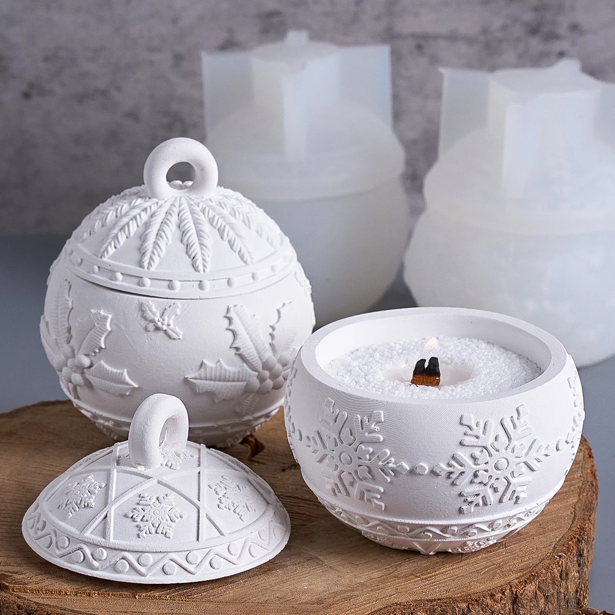 クリスマスラウンドボールキャンドルジャーシリコンモールドDI - Candle Making Kit Xmas のレビューと価格