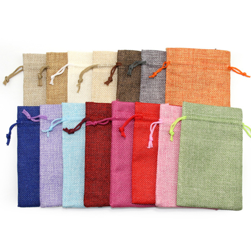 10/5 個天然ジュートギフトバッグ手作り黄麻布コットンリネ - Jute Bag Packaging のレビューと価格