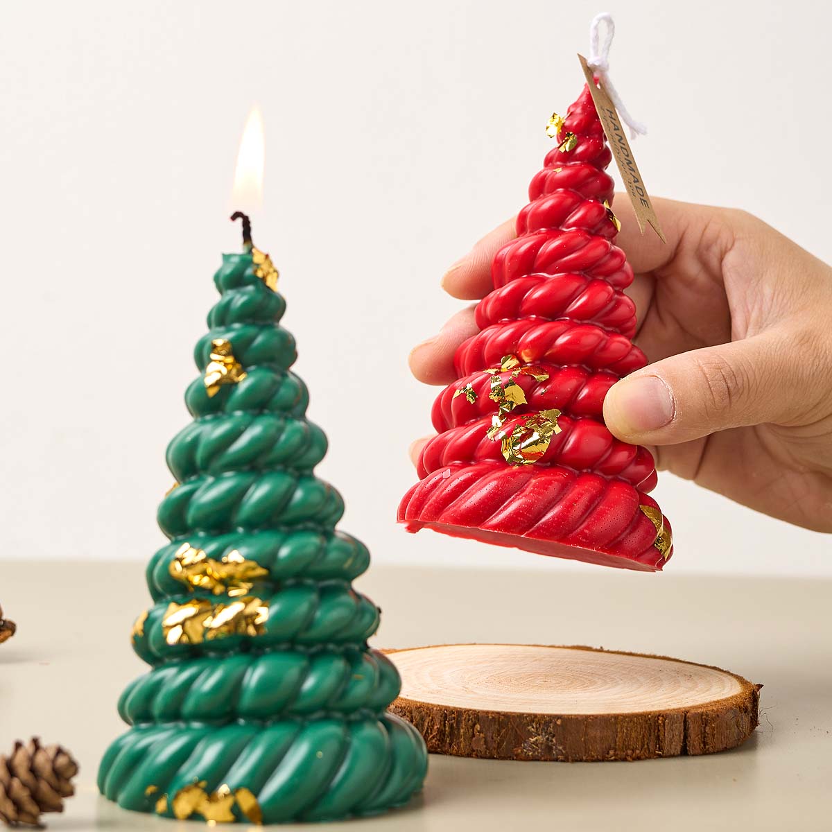 3D麻ロープクリスマスツリーシリコンキャンドル型、DIYクリ - Candle Making Kit Xmas のレビューと価格
