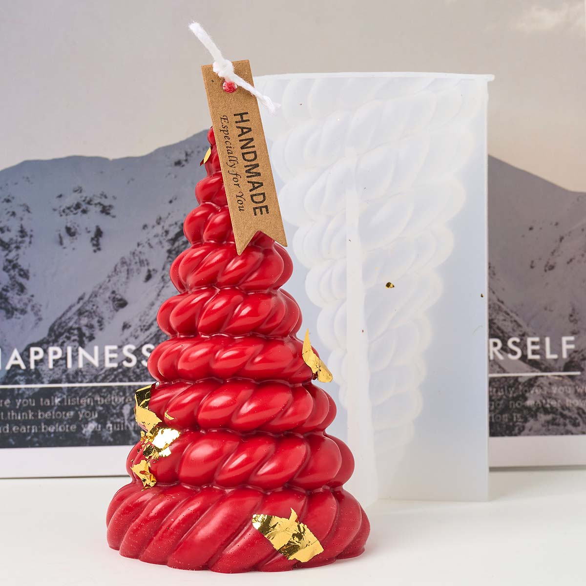3D麻ロープクリスマスツリーシリコンキャンドル型、DIYクリ - Candle Making Kit Xmas のレビューと価格