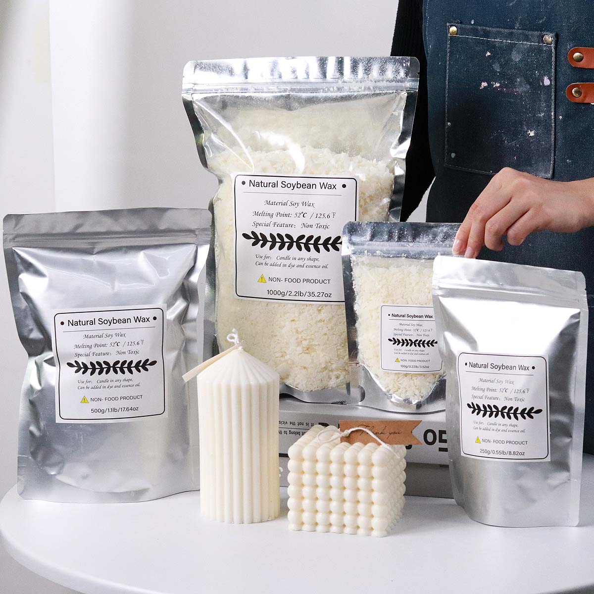100/250/500/1000 グラム天然大豆ワックスフレ - Candle Making Kit のレビューと価格