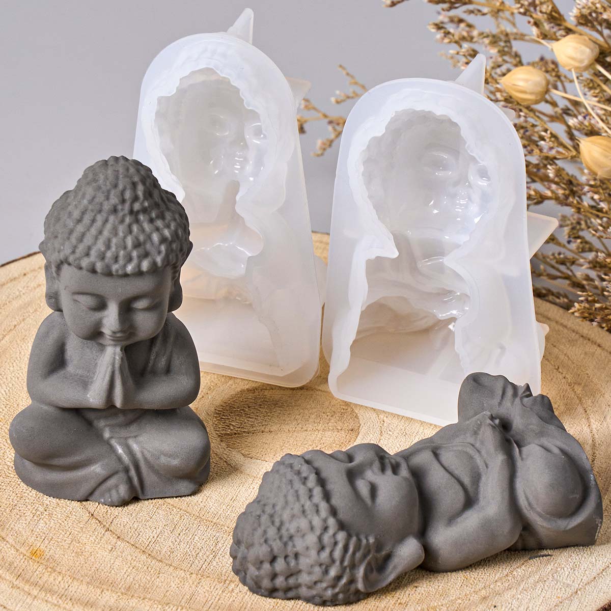 3D 仏陀シリコーンキャンドルモールド DIY 禅形状石膏エ - Candle Making Process のレビューと価格