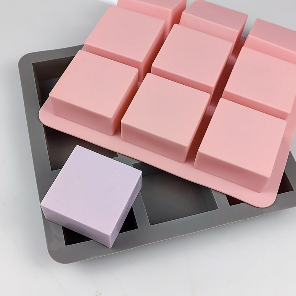 石鹸作りのための正方形のシリコーン型,9穴,DIY,手作りの - Candle Making Process のレビューと価格