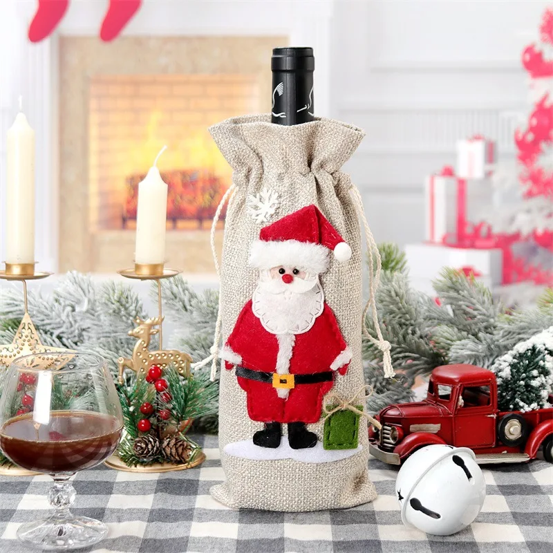 クリスマスワインボトルカバーバッグ、クリスマス、雪だるま、サ - Jute Bag Packaging のレビューと価格