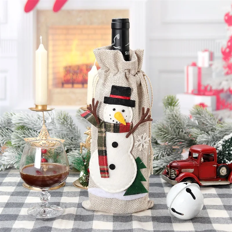 クリスマスワインボトルカバーバッグ、クリスマス、雪だるま、サ - Jute Bag Packaging のレビューと価格